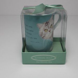 Rachael Hale Cats Coffee Mug Fine Porcelain Green NIB